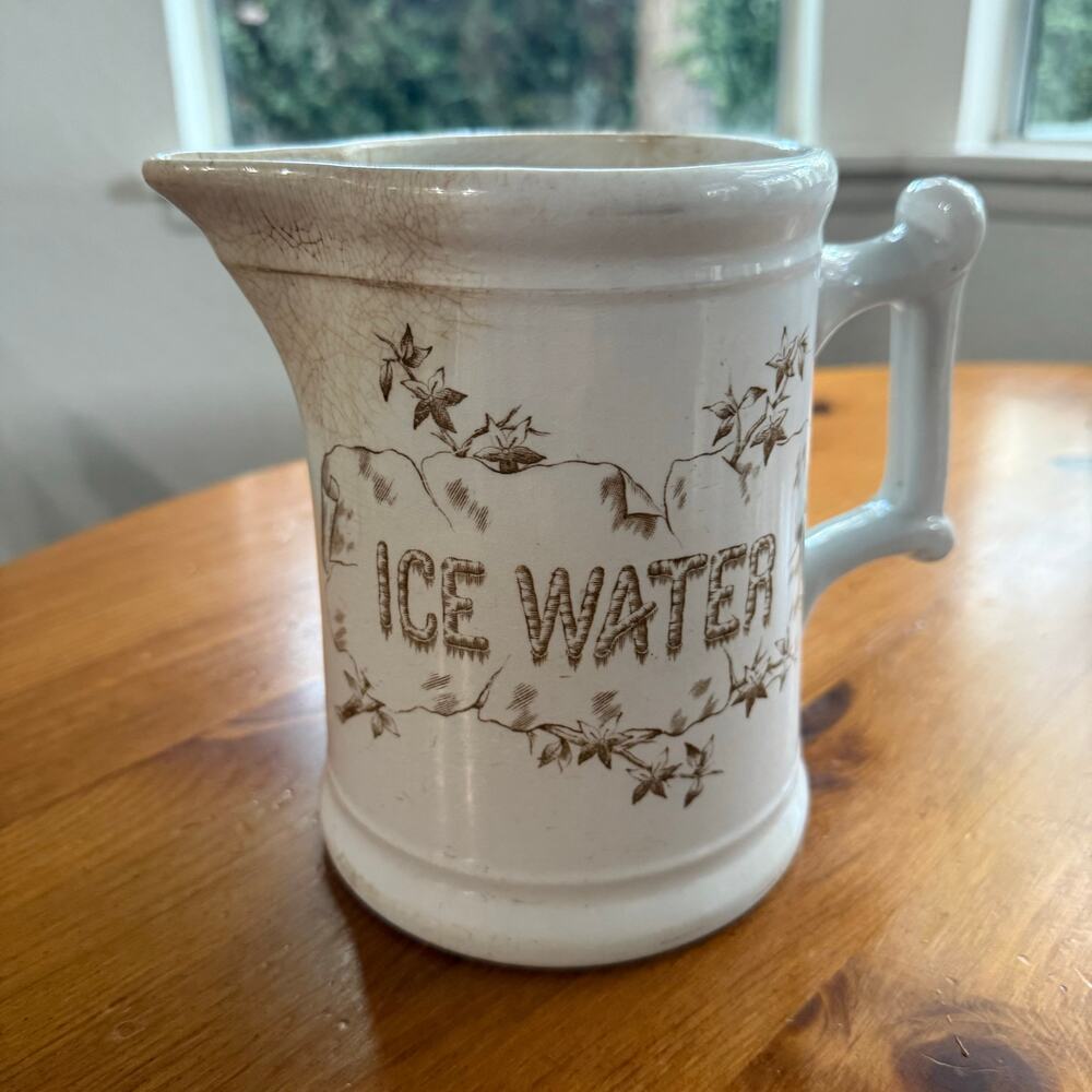 Antique K.T. & K. Granite Ironstone Ice Water Pitcher Knowles Taylor & Knowles